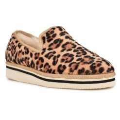 Nine West Laze Leopard Faux Fur Slip On Flats